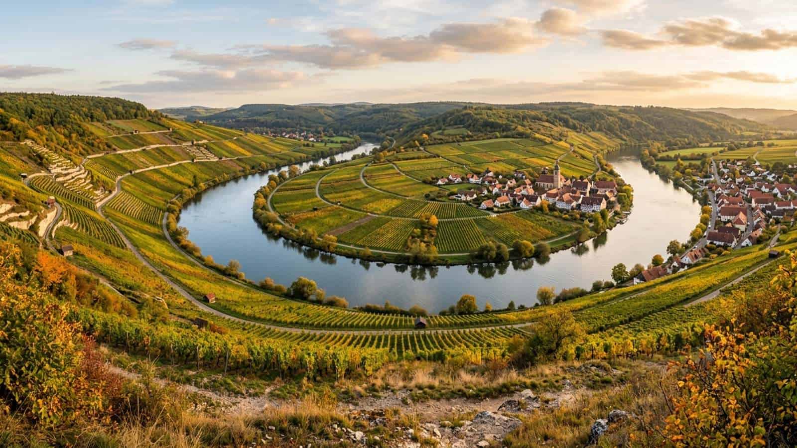 KI-generiertes Foto der Weinberge in der Region Franken