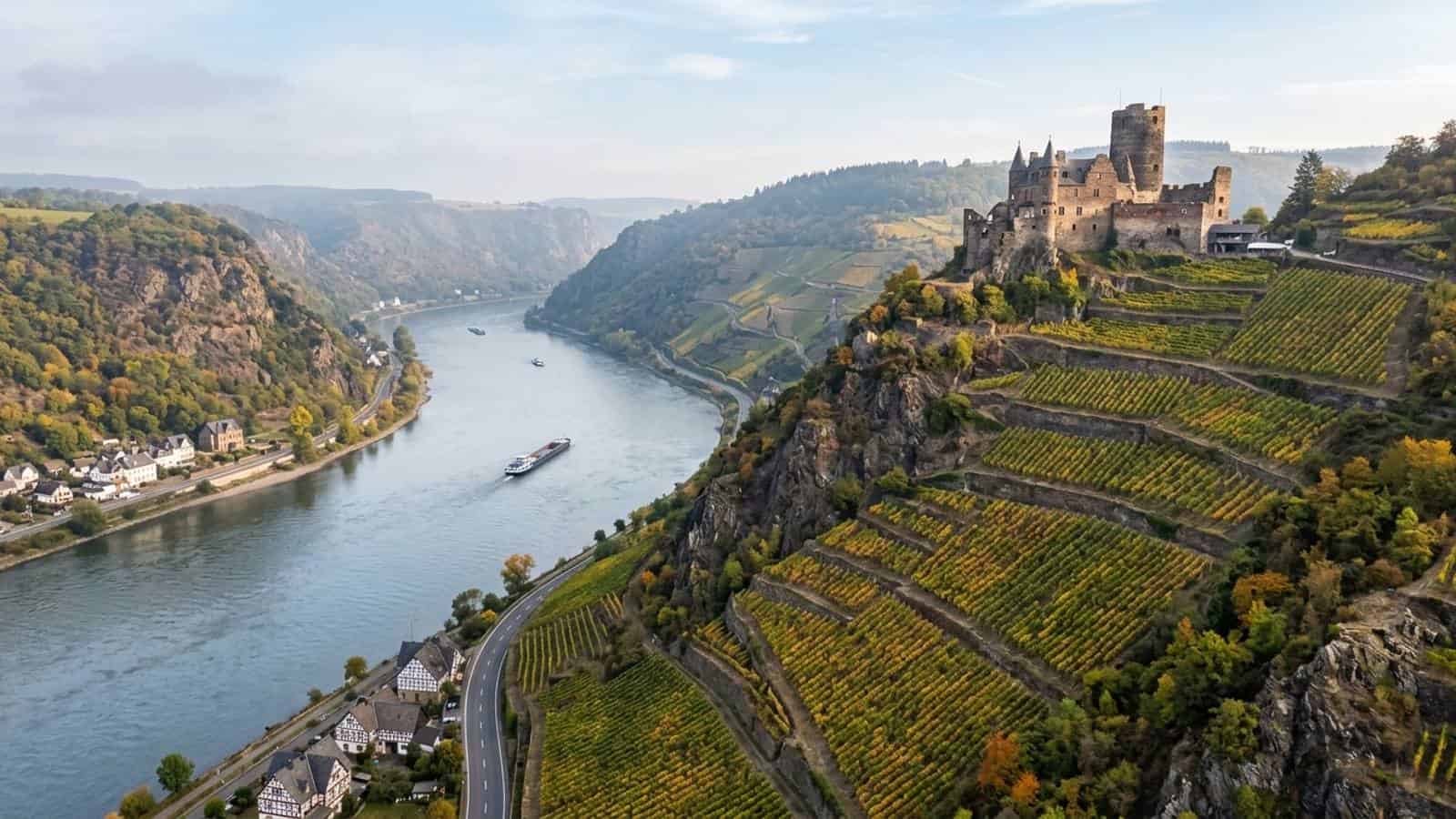 KI-generiertes Foto der Weinberge in der Region Mittelrhein