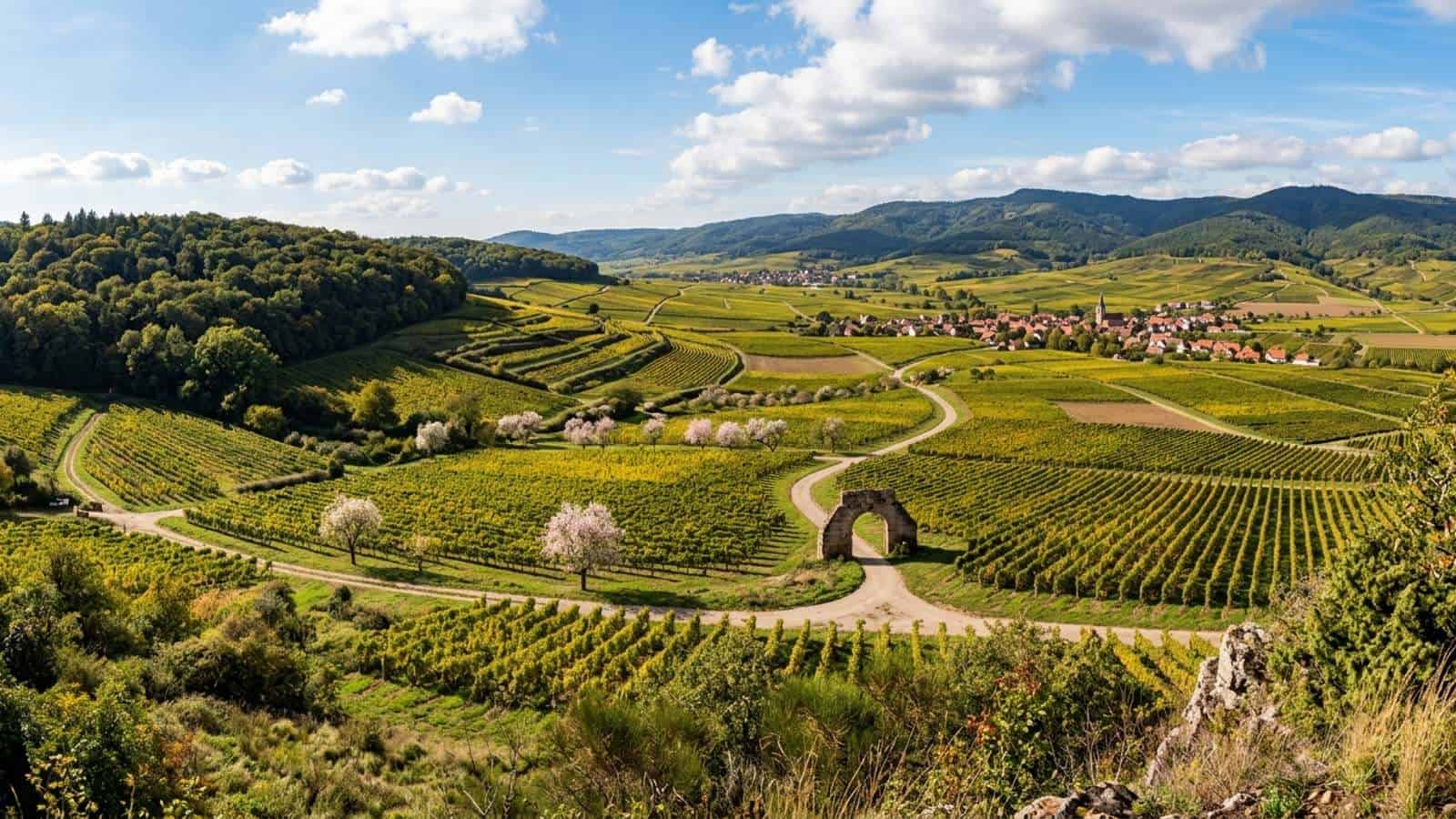 KI-generiertes Foto der Weinberge in der Region Pfalz