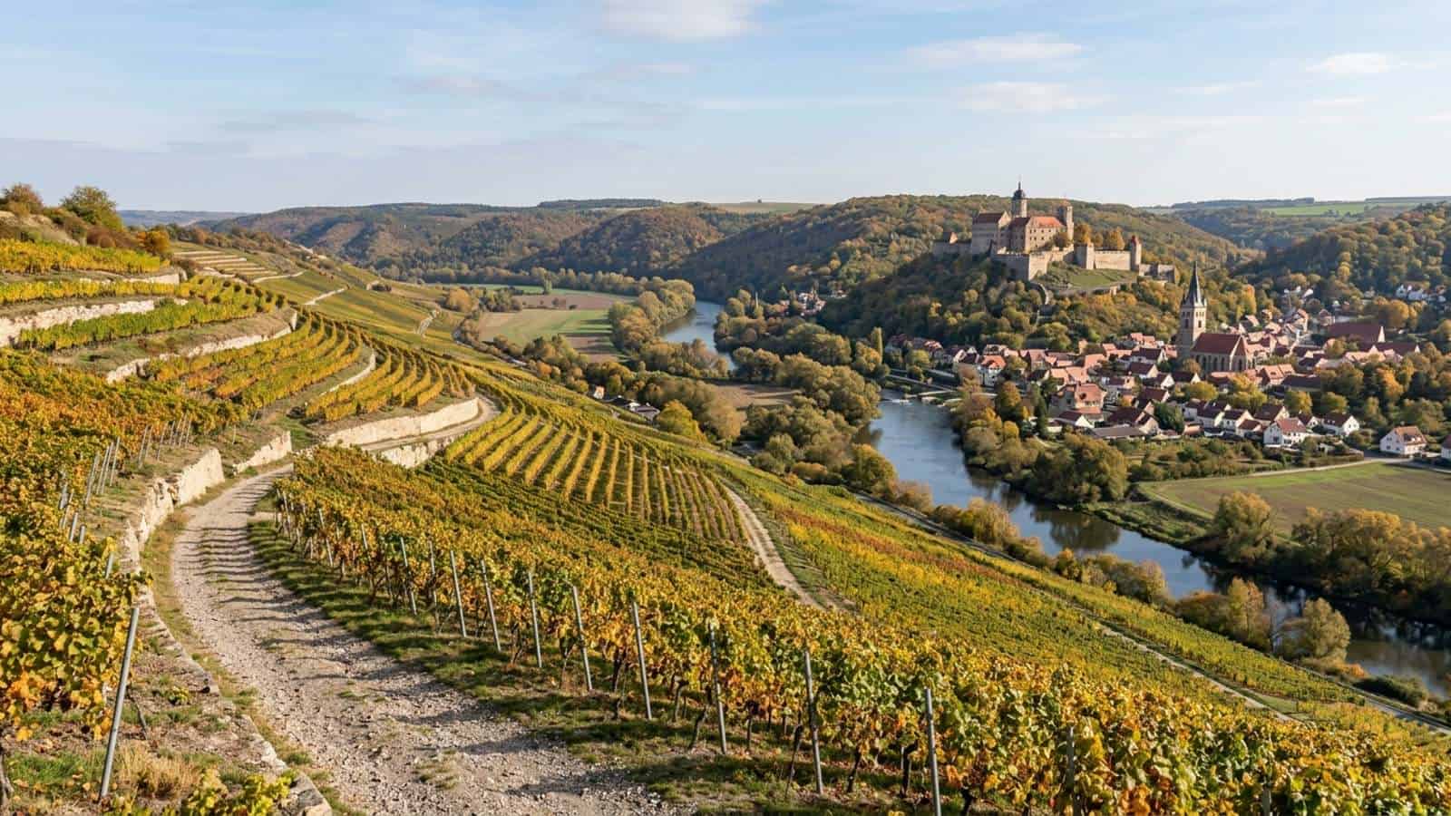 KI-generiertes Foto der Weinberge in der Region Saale-Unstrut